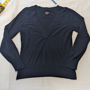 Danier Elegant Black V-Neck Sweater
